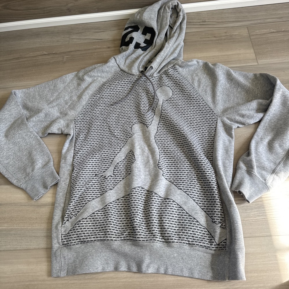 Michael Jordan #23 Sweatshirt Hoodie Air Jordan Jumpman Nike Gray Grey Men's M